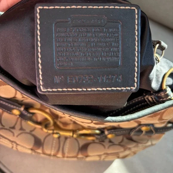 Coach Signature Brown Black Shoulder Monogrammed Ergo Hobo Bag E0732-11274 - Picture 6 of 17